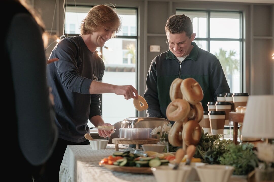 group cooking together indoors
