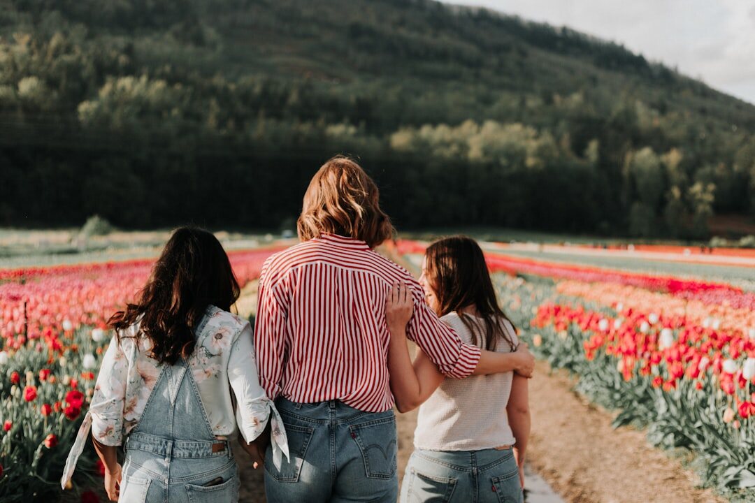 family on farm in field