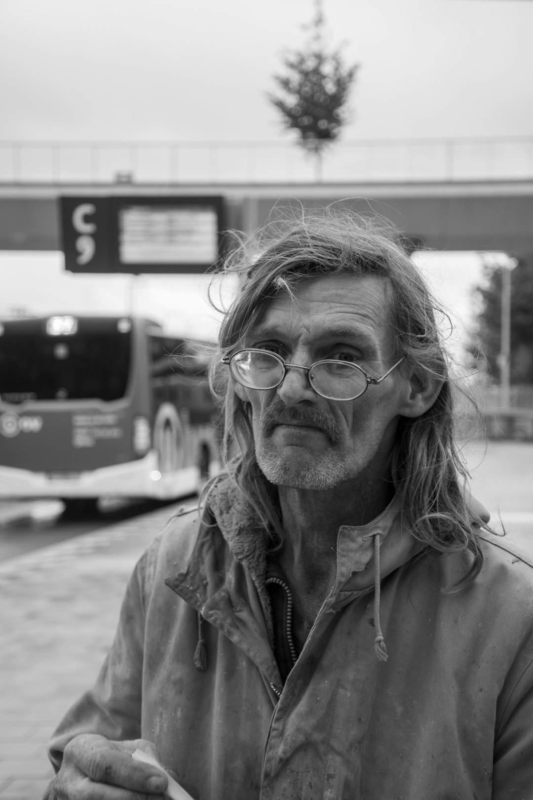 portrait of homeless man
